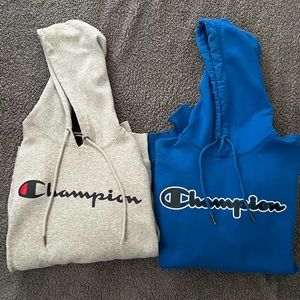 Lot of two mens size small champion hoodies.